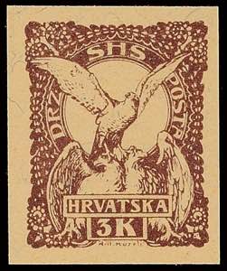 Jugoslawien 3 Kr. Freimarken, ungezähnt, ... 