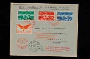 Schweiz Flugpost 1934, 4 Luftpostbriefe mit ... 