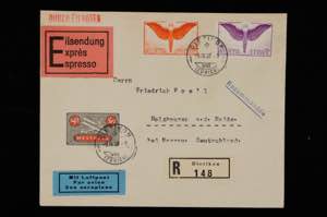 Schweiz Flugpost 1937, 8 Luftpostbriefe mit ... 