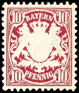 Bayern 10 Pfennig karmin, postfrisch, ... 