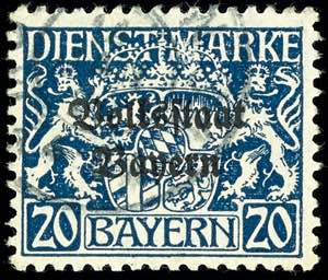 Bayern Dienstmarken 20 Pfg Wappen ... 