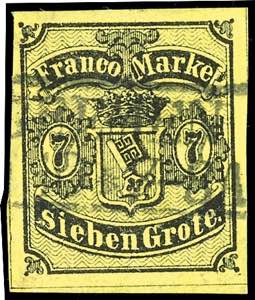 Bremen 7 Gr. Wappen auf dünnerem Papier, ... 