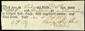 Preußen Vorphilatelie 1774, Postschein mit ... 