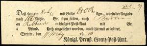 Preußen Vorphilatelie 1820, Postschein mit ... 