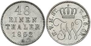 Mecklenburg-Strelitz 1/48 Taler, 1862 A, ... 