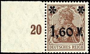 Deutsches Reich 1,60M. auf 5Pfg. braun mit ... 