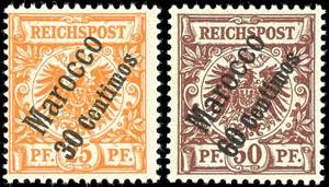 Deutsche Post in Marokko 3 bis 50 Pf ... 