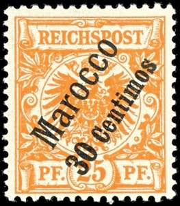 Deutsche Post in Marokko 30 Centimes auf 25 ... 