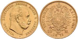 Preußen Goldmünzen 10 Mark, 1873, A, ... 