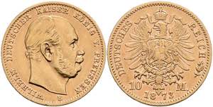 Preußen Goldmünzen 10 Mark, 1873, B , ... 