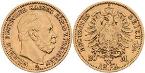 Preußen Goldmünzen 20 Mark, 1871, Wilhelm ... 