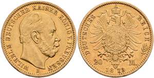 Preußen Goldmünzen 20 Mark, 1873, B, ... 