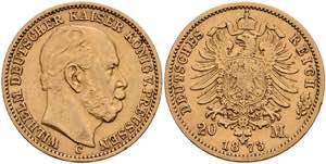 Preußen Goldmünzen 20 Mark, 1873, Wilhelm ... 