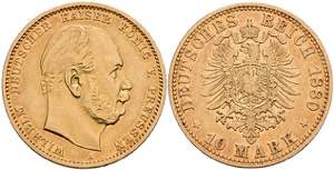 Preußen Goldmünzen 10 Mark, 1880, Wilhelm ... 