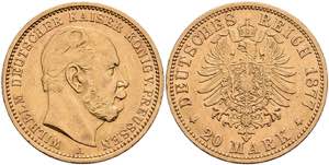 Preußen Goldmünzen 20 Mark, 1877, Wilhelm ... 