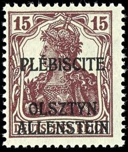 Allenstein 15 Pfg Germania karminbraun, ... 