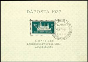 Danzig Blockausgabe 50 Pfg Daposta 1937 mit ... 