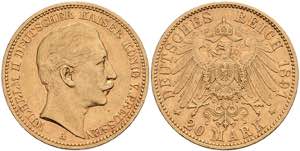 Preußen Goldmünzen 20 Mark, 1891, Wilhelm ... 