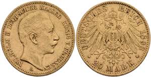 Preußen Goldmünzen 20 Mark, 1893, Wilhelm ... 