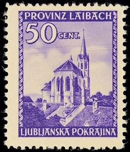 Laibach 50 C violett mit Plattenfehler ... 