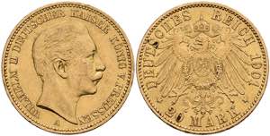 Preußen Goldmünzen 20 Mark, 1901, Wilhelm ... 