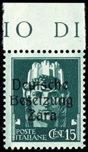 Zara 15 Cent Freimarke, Aufdruck in Type I, ... 