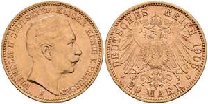 Preußen Goldmünzen 20 Mark, 1906, J, ... 