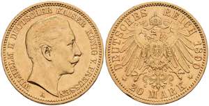 Preußen Goldmünzen 20 Mark, 1908, Wilhelm ... 