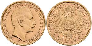 Preußen Goldmünzen 20 Mark, 1910, J, ... 