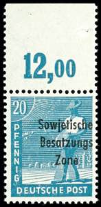 SBZ 20 Pfennig Arbeiter grünlichblau, ... 
