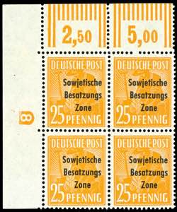 SBZ 25 Pfennig Arbeiter, Viererblock aus dem ... 