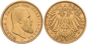 Württemberg 10 Mark, 1903, Wilhelm II., wz. ... 