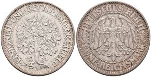 Münzen Weimar 5 Reichsmark, 1931, J, ... 