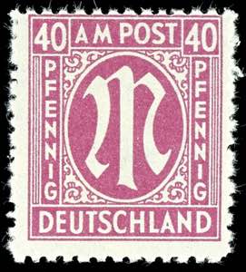 Bizone 40 Pfennig AM-Post, deutscher Druck, ... 