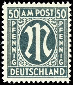 Bizone 50 Pfennig AM-Post, deutscher Druck, ... 