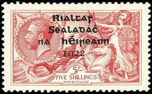 Irland 1922, 5 Sc. Seepferchen karmin, ... 