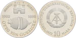 Münzen DDR 10 Mark, 1977, Guericke, in ... 
