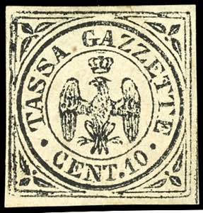 Modena 1859, 10 C. Zeitungsstempelmarke ... 