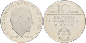 Münzen DDR 10 Mark, 1981, Hegel, in ... 