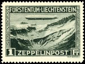 Liechtenstein 1 Fr. Zeppelin postfrisch, ... 
