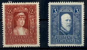 Liechtenstein 1933, 2 Fr. und 3 Fr. Fürst ... 