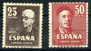 Spanien 1947, 25 und 50 Pta Flugpostausgabe, ... 