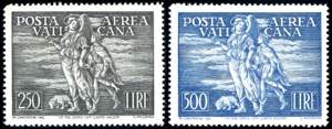 Vatikan 1948, 250 und 500 L. Engel Raphael ... 