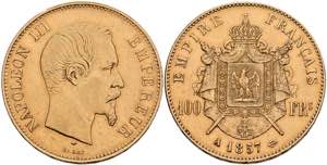 Frankreich 100 Francs, 1857, Gold, Napoleon ... 