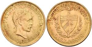 Kuba 10 Pesos, Gold, 1915, Fb. 3, kl. ... 