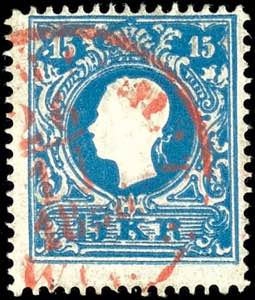 Österreich 15 Kreuzer Franz Joseph blau, ... 