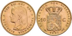 Niederlande 10 Gulden, Gold, 1897, ... 