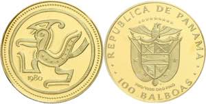 Panama 100 Balboas, 1980, Gold, Kondor, Fb. ... 