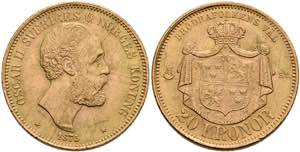 Schweden 20 Kronen, Gold, 1875, Oskar II., ... 