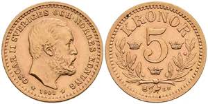 Schweden 5 Kronen, Gold, 1901, Oskar II., ... 